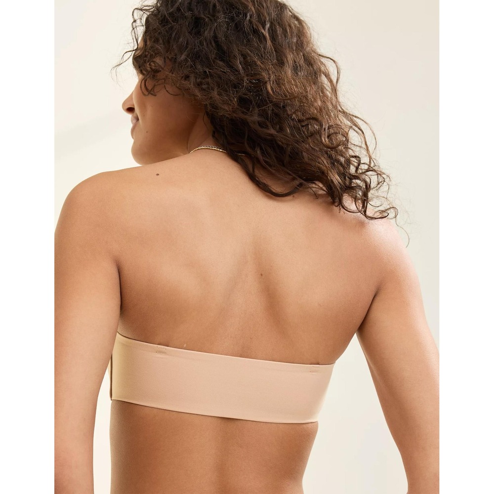 Aerie SMOOTHEZ Lightly Lined Bandeau Bralette Sand Nude Seamless Strapless Bra - Picture 2 of 11
